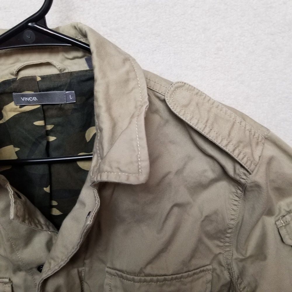 VINCE Women's Utility Cargo Beige Field Camo Lined Jacket Cotton Size Large - Picture 6 of 13
